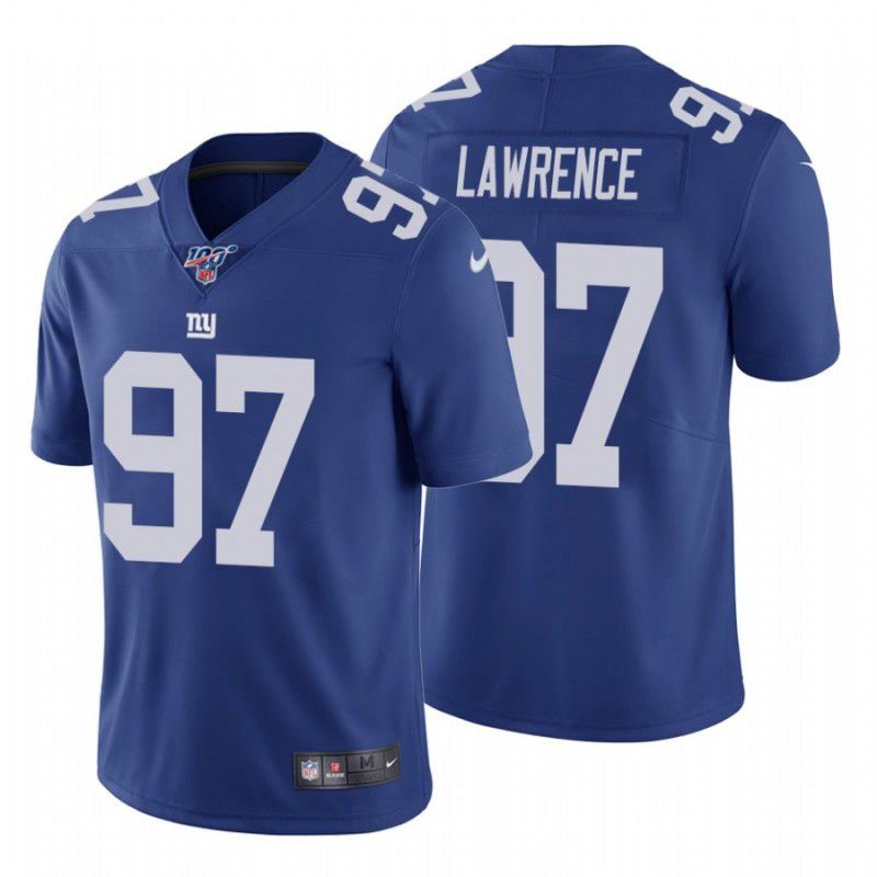 Men New York Giants #97 Dexter Lawrence Nike Royal 100th Vapor Limited NFL Jersey
